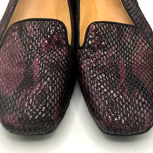 TAHARI CLEMENTINE SNAKE PRINT PURPLE FLATS - Picture 2 of 10